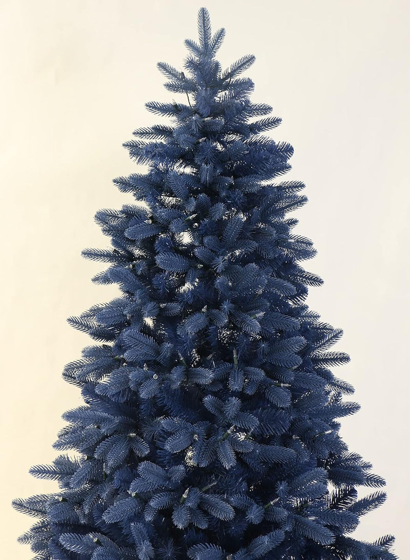 Árvore de Natal Azul Royal com Micro LEDs — Galhos Articulados e Design Moderno