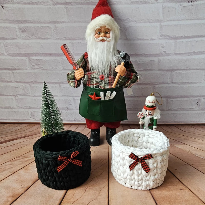 Kit Porta Panetone de Crochê Preto e Branco